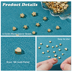 60Pcs 6 Styles Brass Beads&nbsp;KK-HS0015-06