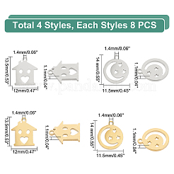 32Pcs 4 Style 304 Stainless Steel Charms&nbsp;STAS-DC0009-28