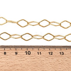 304 Stainless Steel Texture Rhombus Link Chain Necklaces&nbsp;NJEW-K305-04G