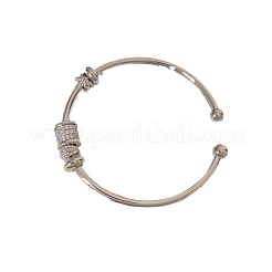Brass Micro Pave Clear Cubic Zirconia Cuff Bangles for Women&nbsp;FS-WG06835-01