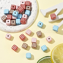 10Pcs Printed Opaque Acrylic Beads&nbsp;MACR-YW0004-19E