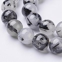 Natural Black Rutilated Quartz Beads Strands&nbsp;G-D295-10mm
