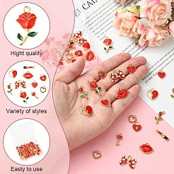 40Pcs 10 Styles Valentine's Day Alloy with Enamel Pendants&nbsp;ENAM-FS0002-39