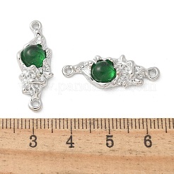 Brass Pave Green Glass Connector Charms&nbsp;KK-U052-02P