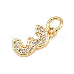 Brass Micro Pave Clear Cubic Zirconia Charms&nbsp;KK-G544-04G-03