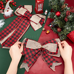 AHADEMAKER 3Pcs 2 Style Tartan Pattern Linen Type Cloth Bowknot Display Decoration&nbsp;AJEW-GA0004-38A
