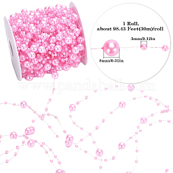 1 Roll Plastic Pearl Round Beaded Link Chains&nbsp;DIY-SC0025-23