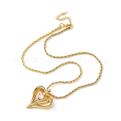 Brass Pave Clear Cubic Zirconia Heart Pendant Necklaces for Women&nbsp;NJEW-K381-07C-G