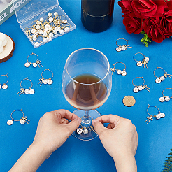26Pcs 26 Styles Letter A~Z with Bowknot Alloy Enamel & ABS Pearl Glass Wine Glass Charms&nbsp;HJEW-PH02217
