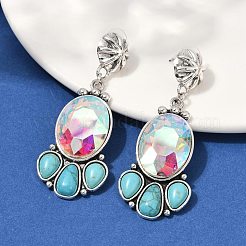 Alloy Synthetic Turquoise Dangle Stud Earrings&nbsp;EJEW-U053-04B-AS
