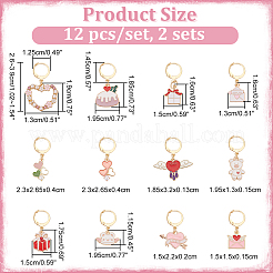 Valentine's Day Alloy Enamel with ABS Plastic Imitation Pearl Pendant Stitch Markers&nbsp;HJEW-AB00291