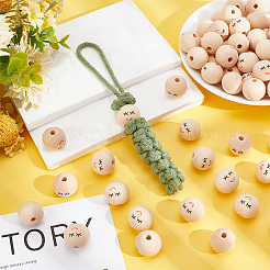 100Pcs Printed Wood Beads&nbsp;WOOD-PH0002-67