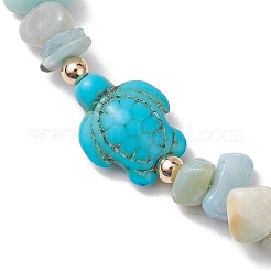 Natural Flower Amazonite Chip Beaded Stretch Bracelets&nbsp;BJEW-JB10689-04