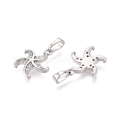 Brass Micro Pave Clear Cubic Zirconia Pendants&nbsp;KK-Q073-07P