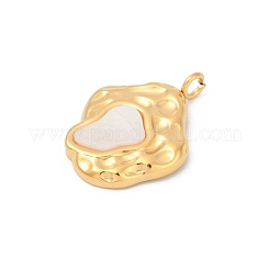 304 Stainless Steel Pave Natural White Shell Pendants&nbsp;STAS-L283-18G