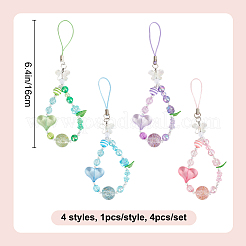 4Pcs Resin & Acrylic Mobile Straps&nbsp;HJEW-DR00101