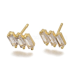 Clear Cubic Zirconia Triple Rectangle Stud Earrings&nbsp;EJEW-L234-083G