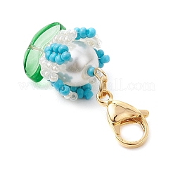 Flower Glass Seed Beaded Pendant Decorations&nbsp;HJEW-MZ00163-01