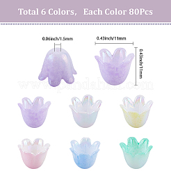 480Pcs 6 Colors Plastic Bead Caps&nbsp;FIND-SC0017-30