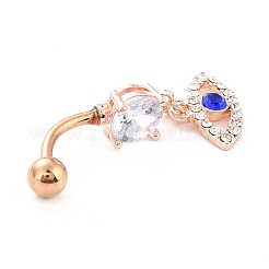 Evil Eye Drop Belly Button Rings for Women&nbsp;AJEW-C010-01RG