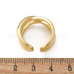 Brass Micro Pave Clear Cubic Zirconia Cuff Finger Rings&nbsp;RJEW-C120-16G