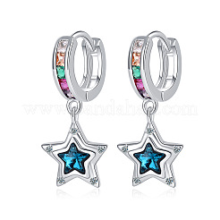 Brass & Cubic Zirconia Hoop Dangle Earrings&nbsp;WG36A3A-01