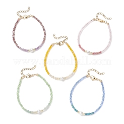 Natural & Synthetic Mixed Gemstone & Shell Pearl Beads & Glass Beaded Bracelets for Women&nbsp;BJEW-JB13078