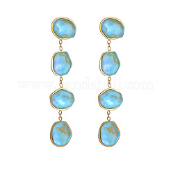 304 Stainless Steel & Glass Dangle Stud Earrings&nbsp;WGE7ABD-01