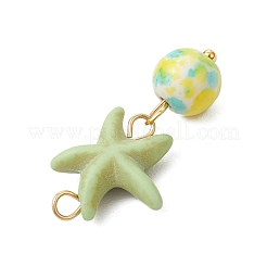 8Pcs 8 Colors Dyed Synthetic Turquoise Starfish Round Pendants&nbsp;PALLOY-JF04128-02