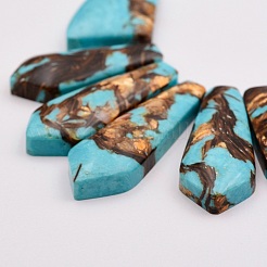 Assembled Bronzite and Synthetic Turquoise Beads Strands&nbsp;G-P297-K01