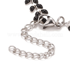 Enamel Wheat Link Chains Bracelet&nbsp;BJEW-P271-02P-01
