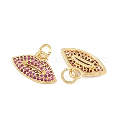 Brass Micro Pave Medium Violet Red Cubic Zirconia Pendants&nbsp;CU-CBAB719-03G