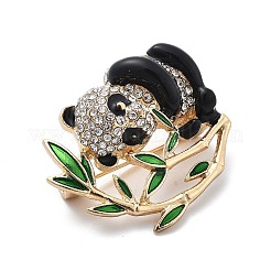 Cute Panda Bamboo Alloy Black Enamel Pin Brooches&nbsp;JEWB-C037-20G