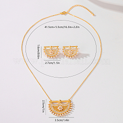 Brass Micro Pave Clear Cubic Zirconia Moon Pendant Necklaces & Stud Earrings Sets for Women&nbsp;QC9389