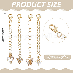 4Pcs Brass Micro Pave Clear Cubic Zirconia End with Chains&nbsp;HJEW-ME00134