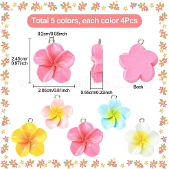 20Pcs 5 Colors Plumeria Resin Pendants&nbsp;RESI-YW0004-66