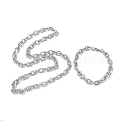 304 Stainless Steel Twisted Link Cable Chain Necklace & Bracelet Set &nbsp;SJEW-D091-01P