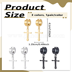 6Pcs 3 Colors 04 Stailess Steel Cuff Earrings&nbsp;EJEW-LP0007-055
