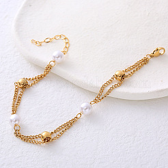 Freshwater Pearl Double Layer Adjustable 18k Gold Bracelet Elegant Jewelry Gift&nbsp;QC6954-2