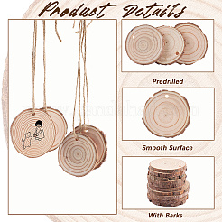 30Pcs Flat Round Unfinished Wooden Chip Pendants&nbsp;WOOD-CP0001-14A