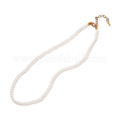 Vintage Painted Round Glass Pearl Beaded Necklace for Girl Women Mother&nbsp;NJEW-JN03665