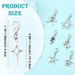 9Pcs Alloy Pendant Decorations&nbsp;HJEW-YW00400