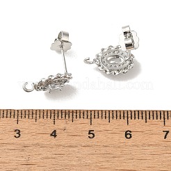 Rack Plating Brass Oval Stud Earrings Findings&nbsp;EJEW-H004-06P