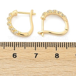 Brass Clear Cubic Zirconia Hoop Earrings&nbsp;EJEW-Q016-15G