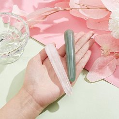 2Pcs 2 Styles  Natural Rose Quartz & Green Aventurine Massage Sticks&nbsp;AJEW-NB0005-33