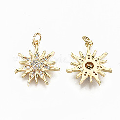 Brass Micro Pave Clear Cubic Zirconia Pendants&nbsp;KK-S356-159G-NF