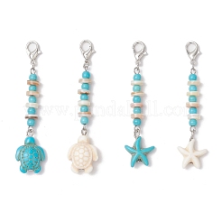 Synthetic Turquoise Starfish Turtle Pendant Decorations&nbsp;HJEW-JM03374