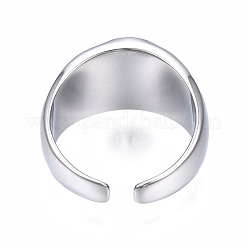 304 Stainless Steel Smiling Face Open Cuff Ring&nbsp;RJEW-T023-90P