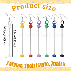7 Pairs 7 Styles Brass with Iron Bar Beadable Hoop Earring Findings&nbsp;EJEW-NB00001