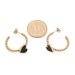 Vacuum Plating PVD Vacuum Plating 304 Stainless Steel Heart Stud Earrings&nbsp;EJEW-R002-05G